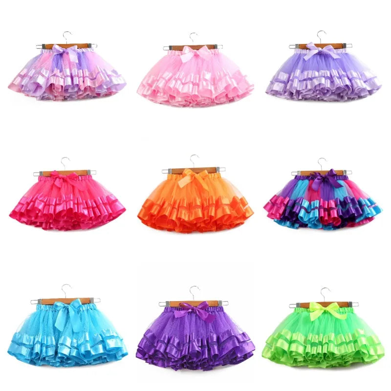 Baby Tutu Skirt Infant Girls Colorful Rainbow Tulle Skirt Princess Mini Dress Children Clothing Pettiskirt Toddler Cloth
