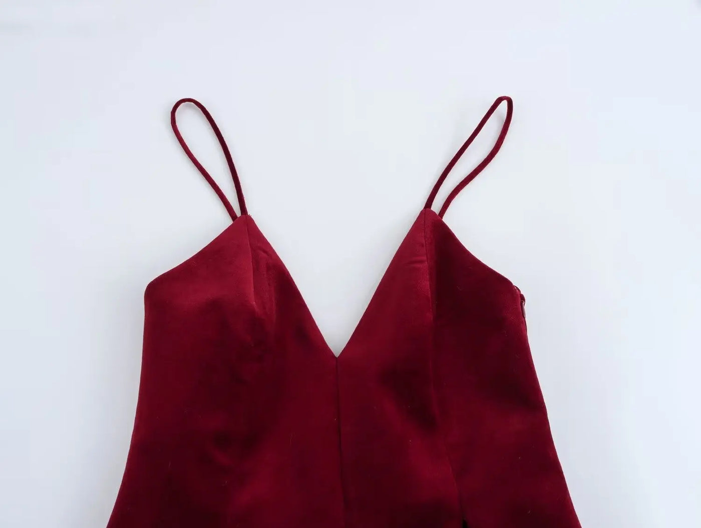 TRAFZA-Women Sexy Velvet Mini Dress Thin Strap Backless Burgundy Dress New 2025 Fashion Date Romantic Party Dress