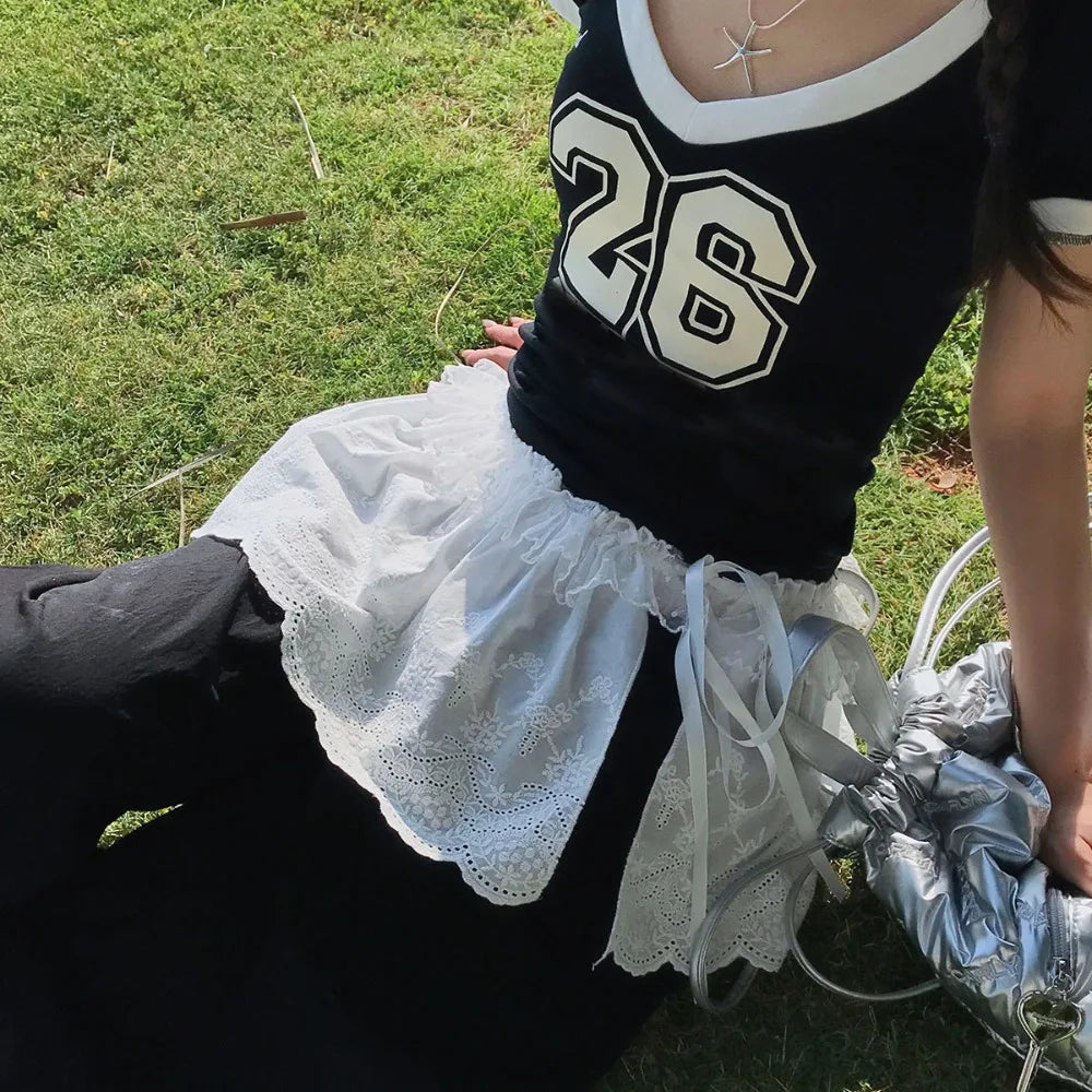 Embroidered Flower Lace Mini Skirt