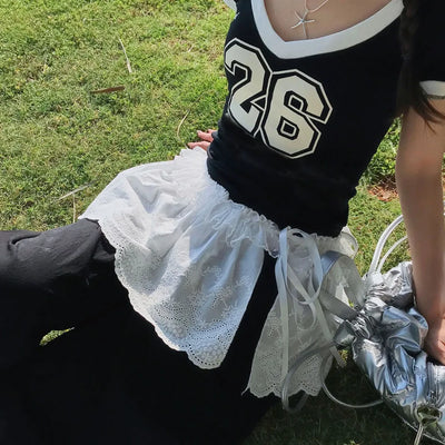 Embroidered Flower Lace Mini Skirt