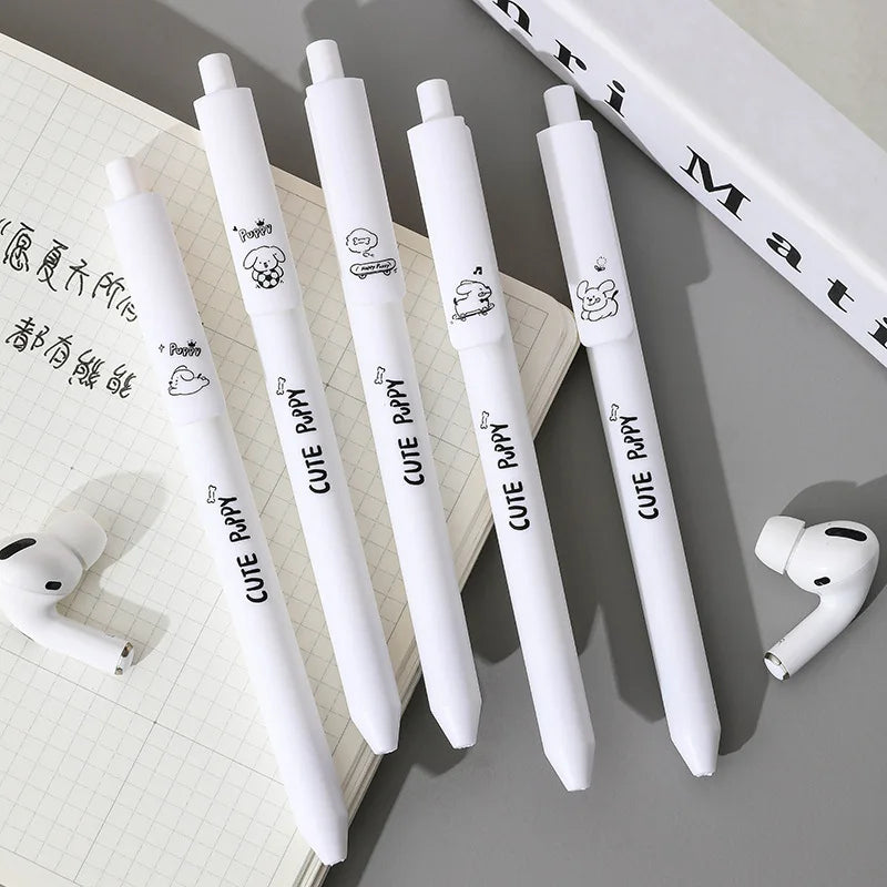 5 Pcs/set Lovely Puppy Cute Stationery Writing Pen Quick Drying Simple Model Press Gel Pen For Student Office School Supplies