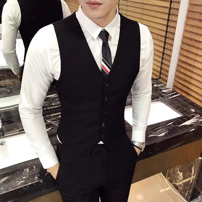 M-5XL Plus Size Men's Slim Fit Mens Suit Vest Casual Suit Vest Man Formal Businss Vests Male Waistcoat Gilet Homme XXXXXL