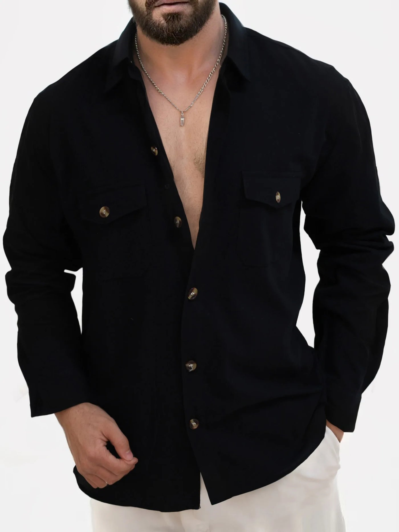Men's Cotton Linen Shirts Turn Down Collar Solid Hawaiian Shirt Lightweight Breathable White Shirt Casual Large Size Streetwear
