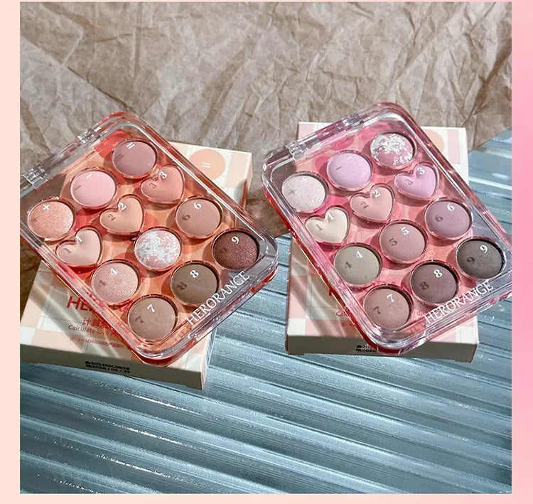 Calculator Love Eyeshadow Palette 12 Colors Matte Pearlescent Glitter Non-Flying Powder Earth Color Eyeshadow