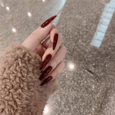 24Pc Leopard Print French False Nails Long Stiletto Press on Nails with Steel Ball Fake Nail Sweet Cool Detachable Nail Tips Art