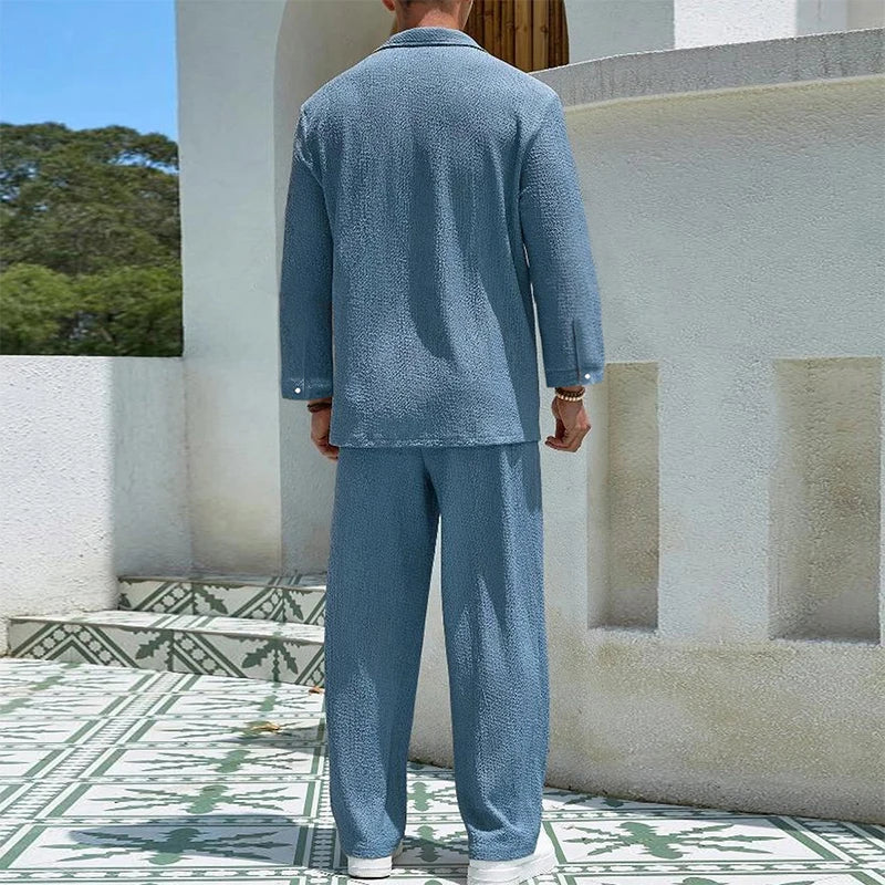 2024 Spring Summer Casual Cotton Shirts And Pants Suits Men Vintage Half Sleeve Irregular Cardigan Two Piece Sets Mens Outfits