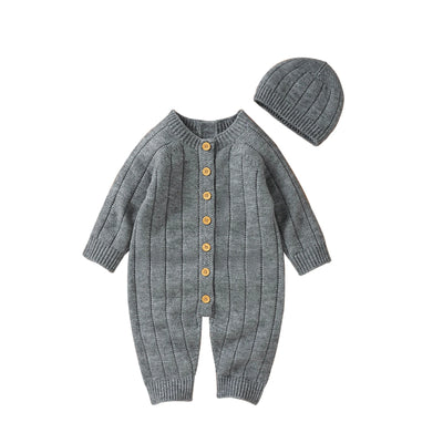 Ma&Baby 0-18M Warm Baby Clothing Knit Romper Newborn Infant Toddler Boy Girl Long Sleeve Jumpsuit + Hat Fall Spring Outfits