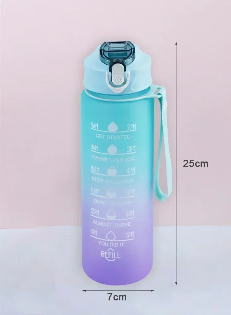 900ml Leakproof Water Bottles with Times To Drink and Straw Motivational Drinking Sports Water Bottle for Fitnes Gym Outdoor