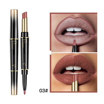 Matte Smooth Lipstick Sexy Soft Matte Red Purple Lipstick Crayon Carving Lip Contours Lip Liner Pencil Double Head Lipsticks