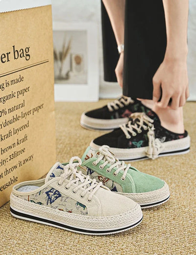 Shoes Summer Mules Half Sandals Man Canvas Slippers for Men Original Designer Luxury High Quality Fashion Rubber Casual Adult