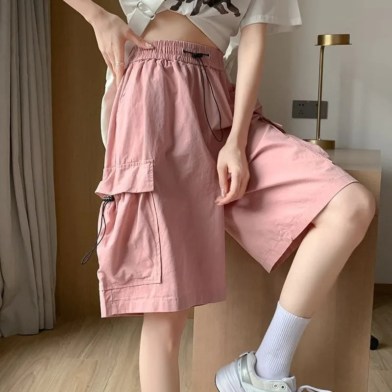 Women's High Waisted Loose Fit Sports Shorts  Quick Drying Summer Knee Length Casual Shorts Comfortable Wide Leg Pants 5 Pants