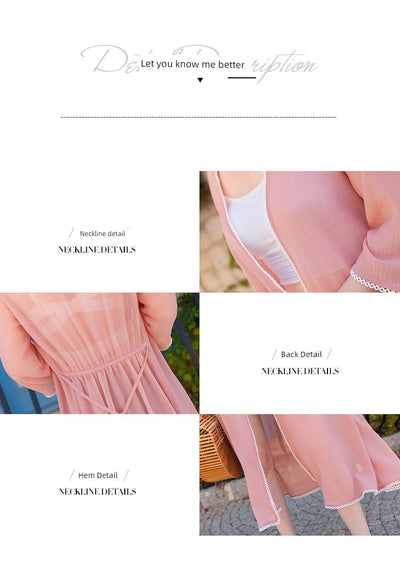 Beautiful Vacation Long Pleating Beach Shawl Cardigan