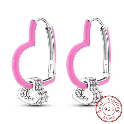 New 925 Sterling Silver Hoop Earrings Heart Bow Gift Box Strawberry Snake Bone Drop Stud Earrings For Women Fashion Jewelry Gift