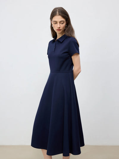 ZIQIAO 2025 Summer Women's Polo Mini Dress - Waist-Defining Silhouette & Breathable Textured Fabric Casual Dresses 25ZQ92190
