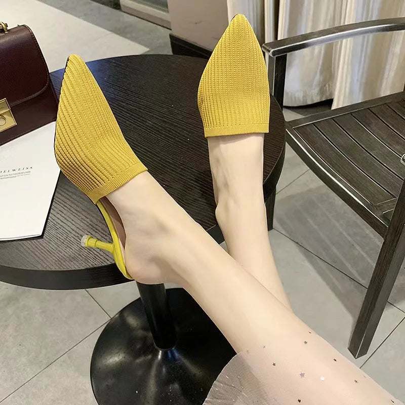 Comemore 2025 New Women's Summer Mules Fashion Female Flipflop Yellow Office Slippers Flat Sandals Women Spring Slides Shoes 43