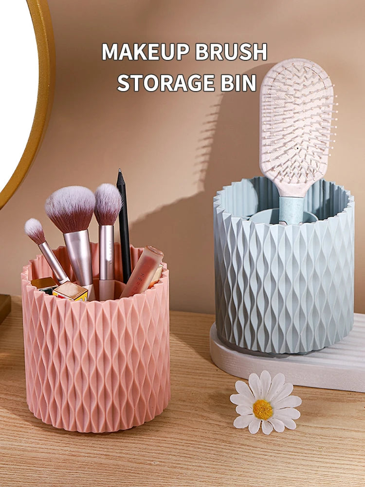 1PC Desk Stationery Storage Box Makeup Cartridge Mouth Red Storage Box Light Luxury Bucket Rotating Pen Holder