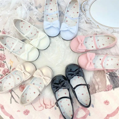 2025 Lolita Style Sweet Girls Princess Leather Shoes Elegant Bowknot Kids Ballet Shoes  Children Fashion Dresses Flat Shoes Soft