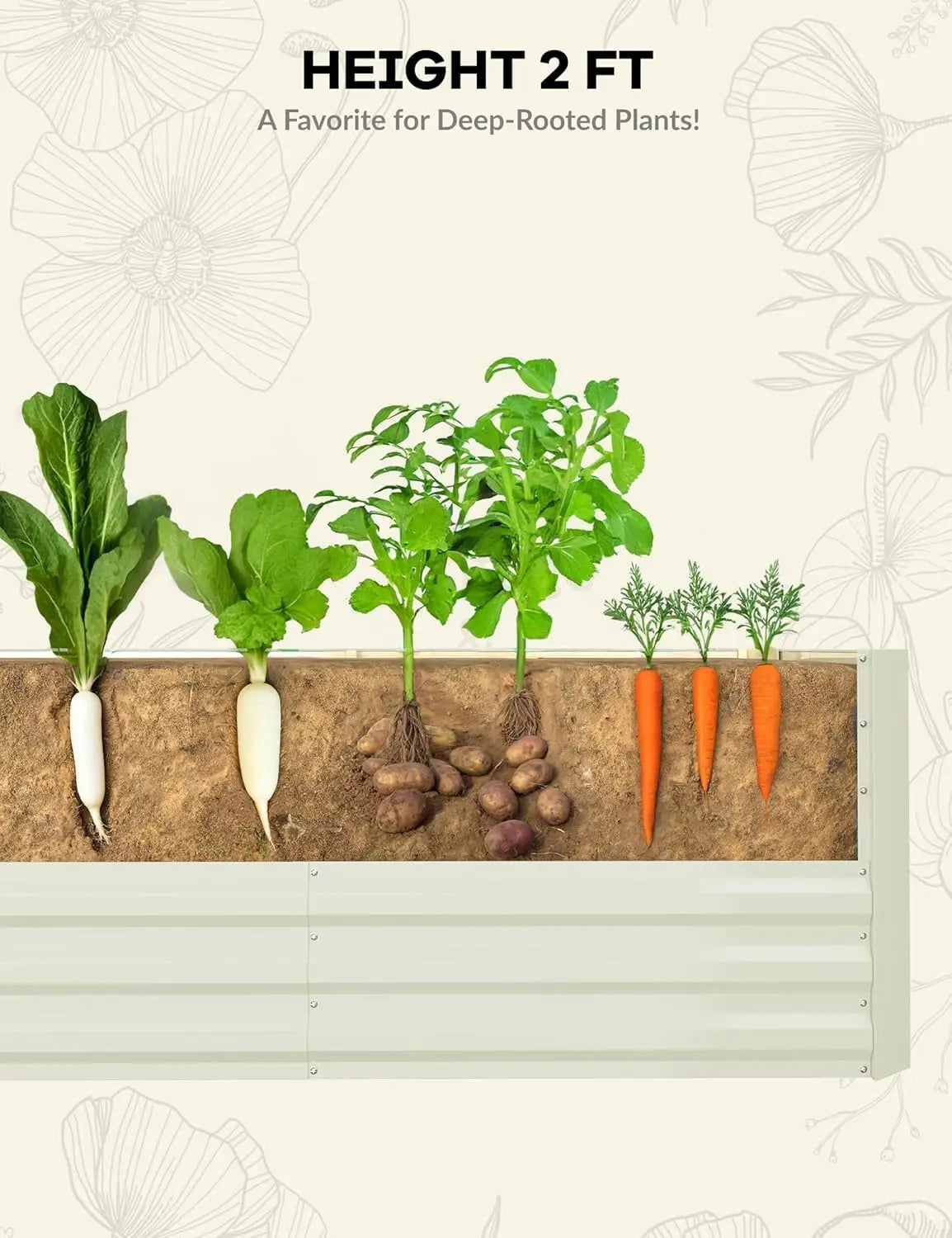 6x3x2 8x4x2ft Galvanized Raised Garden Bed Deep Root Planter Box for Vegetables Flowers Herbs-Large Metal Raised Garden Bed Kit