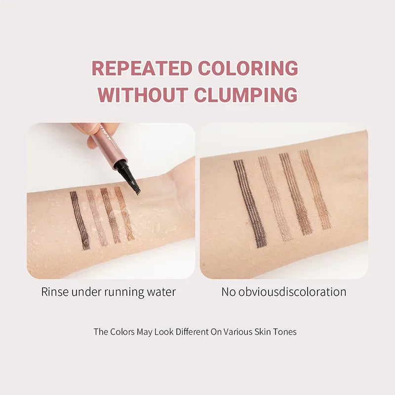 4 Fork Tip Eyebrow Pencil 3D Microblading Waterproof Dark Brown Natural Colour Fine Stroke Magic Eyebrow Pencil 2024 New Ladies