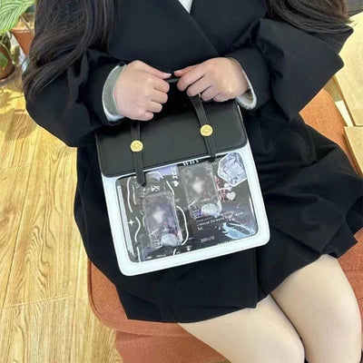 New Japanese Jk Itabag Harajuku Pain Bag For Women PU Transparent Pocket Itabag High School Girls Uniform JK Ita backpack