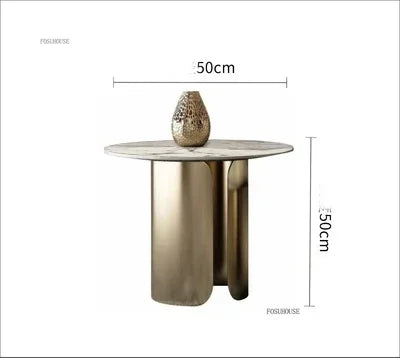 Light Luxury Italian Coffee Tables for Living Room Small Round Rock Slab Designer Table Minimalist Smooth Side Table for Office