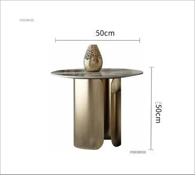 Light Luxury Italian Coffee Tables for Living Room Small Round Rock Slab Designer Table Minimalist Smooth Side Table for Office