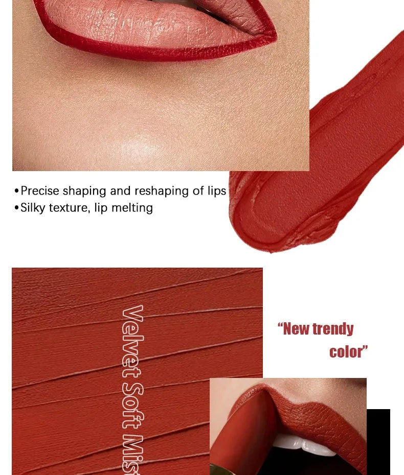 Velvet Matte Lip Liner Lipstick Pen Set Waterproof Long Lasting Sexy Red Contour Tint Lipstick Non-stick Cup Lipliner Pen Makeup