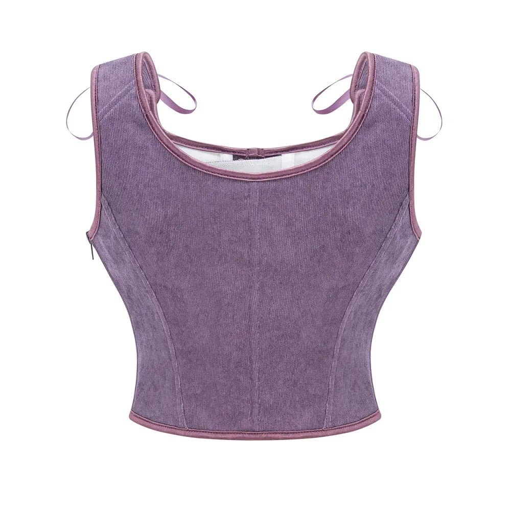 Women's Retro Lace Up Corsets with Straps Steampunk Bustier Crop Top Women Body Shaper Slimming Vest