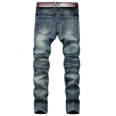 Jeans Men Long Pencil Pants Denim Pant High Waist Slim Fit Simple Zipper Splice Casual Regular Autumn Winter Straight Trousers