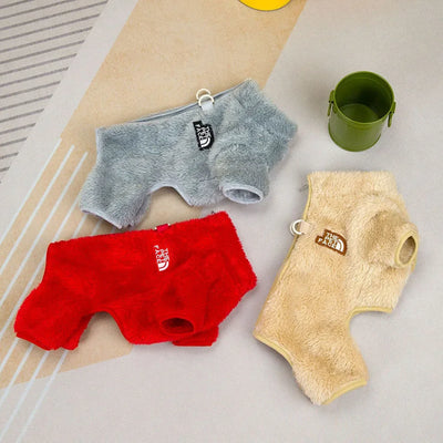 Winter Warm Pet Clothes Thick Warm Plush Dog Coat Jacket with Zipper for Small Dogs Cats Cozy Fleece Jumpsuit Chihuahua Costume