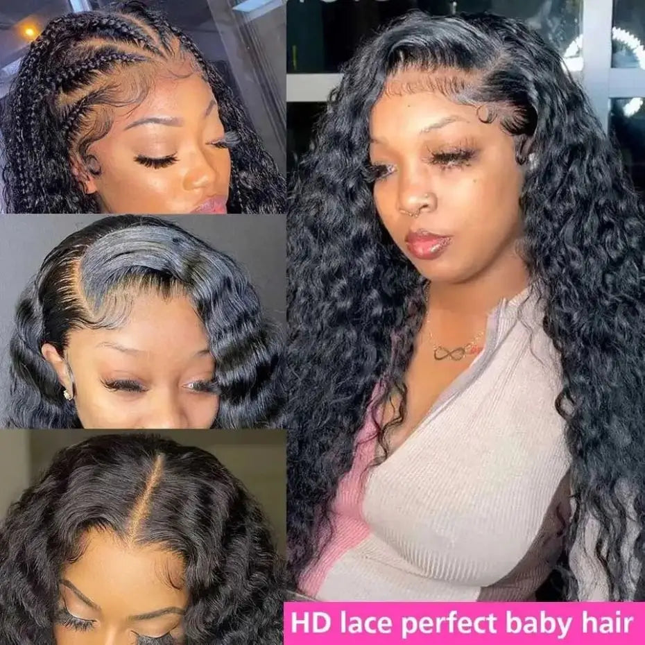 200% Hair Wigs Human Hair Deep Wave 13x4 Lace Frontal Wig Water Wave 4x4 Lace Closure Pre Plucked 13X6 HD Lace Frontal Wig