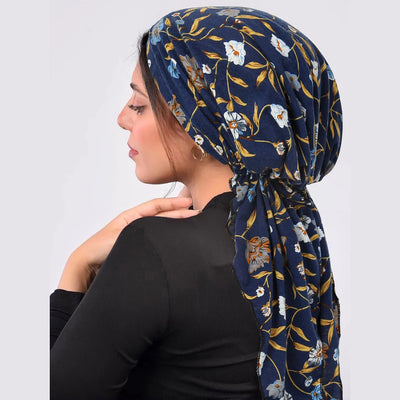 2024 New Women Pre-Tied Turban Cap Muslim Hijab Cancer Chemo Flower Print Hat Cover Hair Loss Head Scarf Wrap Strech Bandana