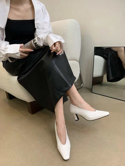 Elegant Woman High Heel Shoes Square Toe Pumps Female Office Shoe Shallow Designer Shoes Spring Autumn Brand Retro Witch Shoes