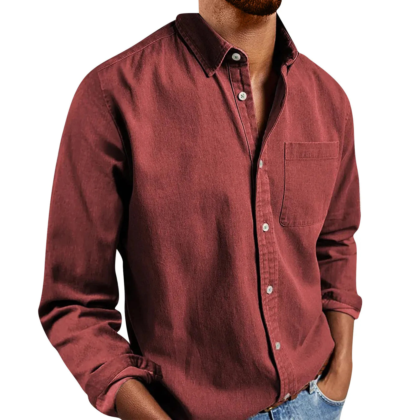 Loose Shirts Men'S Lightweight Long Sleeved Shirt Spring Summer Men'S Casual Cotton Linen Solid Color Long Sleeve Shirts