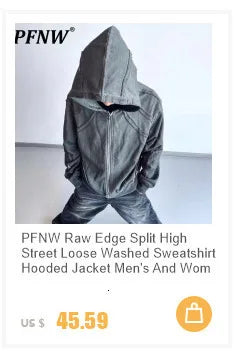 PFNW Unisex Winter Warm Fur Collar Hooded Quilted Padded Jacket 2024 Trend New Brown Loose Causal Short Style Cotton-padded Coat