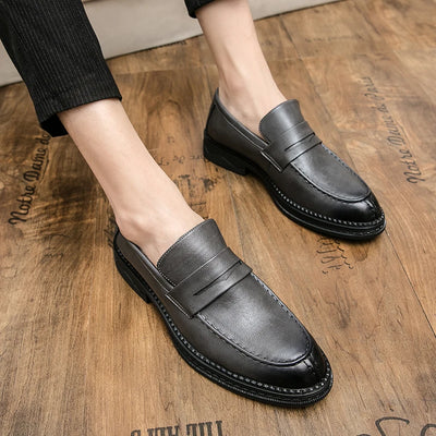 Premium Silver Business Shoes Men's Oxford Shoes Leather Brand Loafers Slip On High Quality Wedding Shoes Soft Sole Dress Shoes