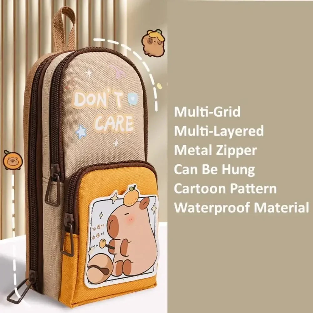 3Layer 6 Pockets Large Capacity Schoolbag shape Pencil Case Pencil Bag Aesthetic Stationery Holder Bag Girls Zipper Pencil Pouch