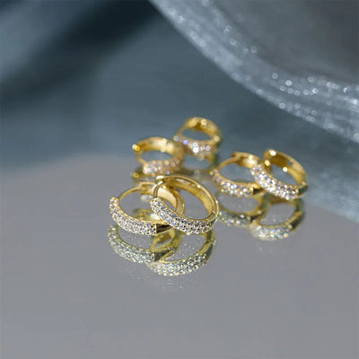 Aide 925 Sterling Silver Pave White CZ Stone Thick Hoop Earrings For Women Minimalist Mini Cartilage Chunky Earring Hoops Gift