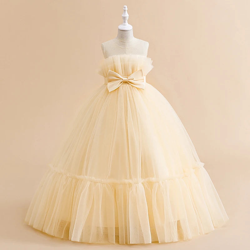 Formal A-line Party Dress For Girls Children Costume Sleeveless Princess Dresses Girl Dress Elegant Lace Wedding Gown
