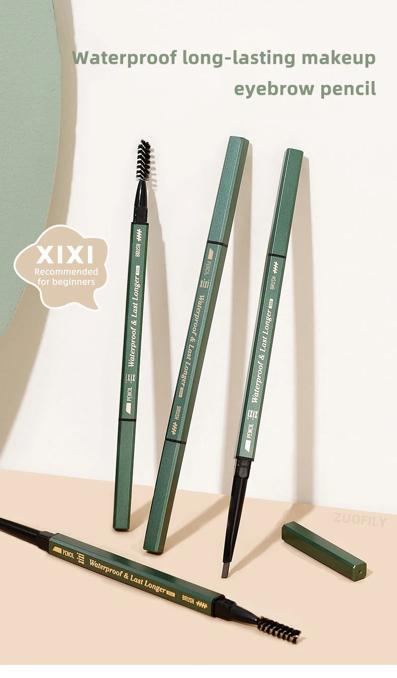 2 In1 Fine Triangle Eyebrow Pencil Eyebrow Brush Long Lasting Waterproof Sweatproof Ultra Precise Brow Definer Eye Brow Makeup
