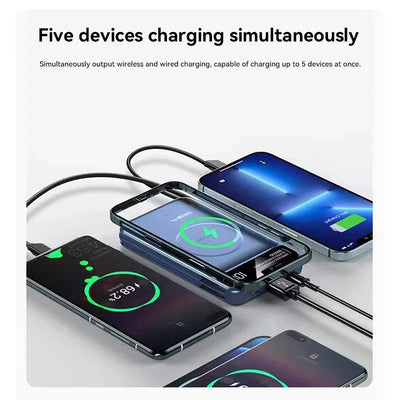 Xiaomi Emergency 50000mah Wireless Charging Power Bank Magnetic Charging Built-in Wire Mobile Phone Battery For IPhone Magsafe