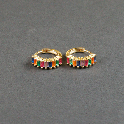 Fashion Multicolor Zircon Crystal Small Hoop Earrings Women Stainless Steel Flower Square Cartilage Earring Piercing Jewelry