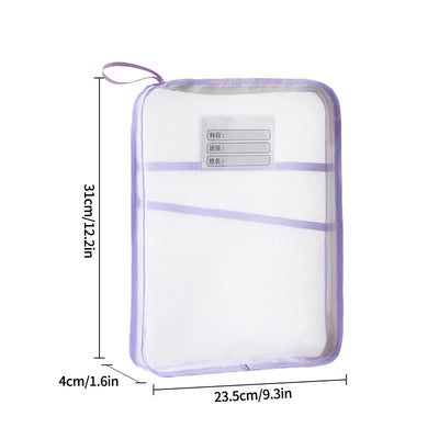 3 Layers Stationery Storage Bag Stationery Mesh Zipper Bag File Folders Large Capacity Storage Bags School Office Organizer 파우치