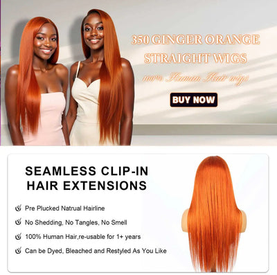 350 Ginger Orange 13x4 HD Lace Front Human Hair Wigs Brazilian Bone Straight Transparent Lace Frontal Wig Human Hair
