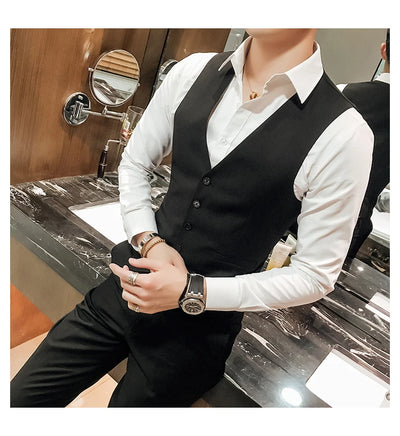 M-5XL Plus Size Men's Slim Fit Mens Suit Vest Casual Suit Vest Man Formal Businss Vests Male Waistcoat Gilet Homme XXXXXL