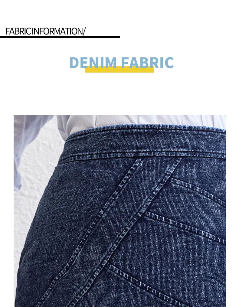 LIH HUA Women's Plus Size Denim Skirt Chic Elegant Skirt For Chubby Women Autumn Knitted Cotton Skirt