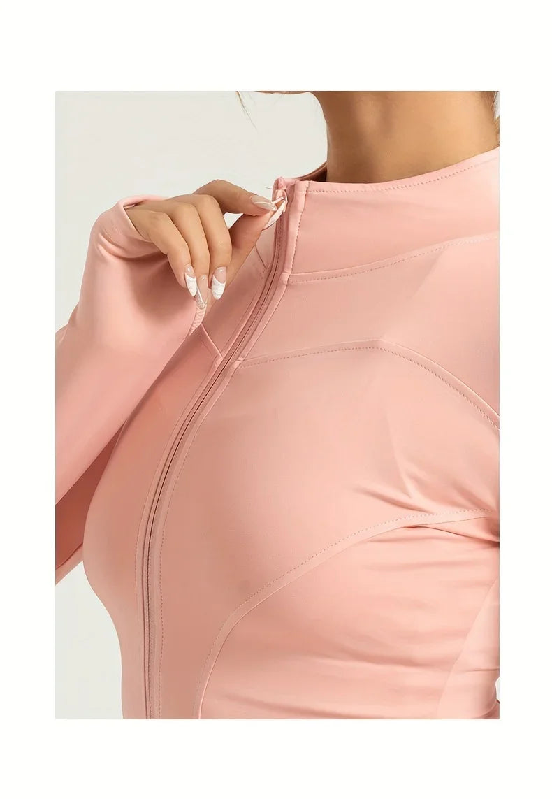 Jackets Women Coat Moisture Wicking Fitness Jackets Yoga Coat Women Shacket Stretchy Running Wear Slim Fit Sports Outerwear