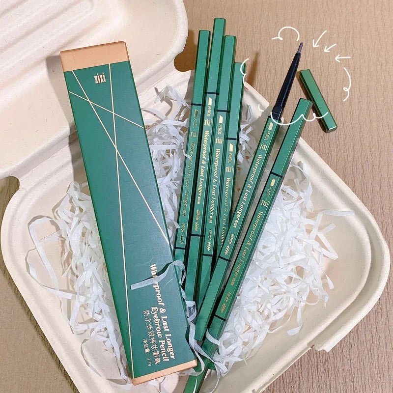 2 In1 Fine Triangle Eyebrow Pencil Eyebrow Brush Long Lasting Waterproof Sweatproof Ultra Precise Brow Definer Eye Brow Makeup