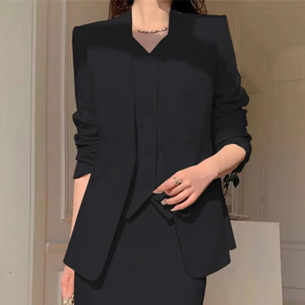 Women Suit Coat Skirt Set Elegant Office Lady Business Suit Coat Midi Skirt Set Women OL Commuting Lady High Waist Skirt Suit