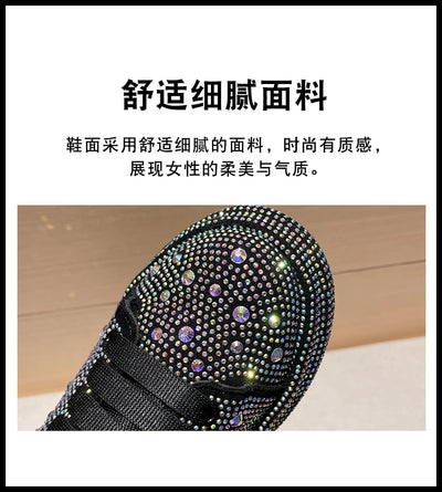 Fashion Sneakers Women Trend 2024 New Spring Autumn Platform Lace Up Rhinestone Women Casual Shoes Fashion Shiny Ladies Shoes